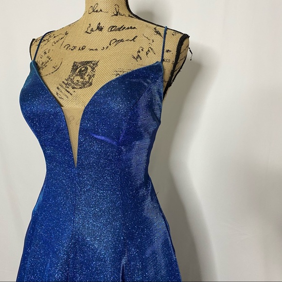 Tarik Ediz Blue Shimmer Formal Gown - Picture 2 of 14